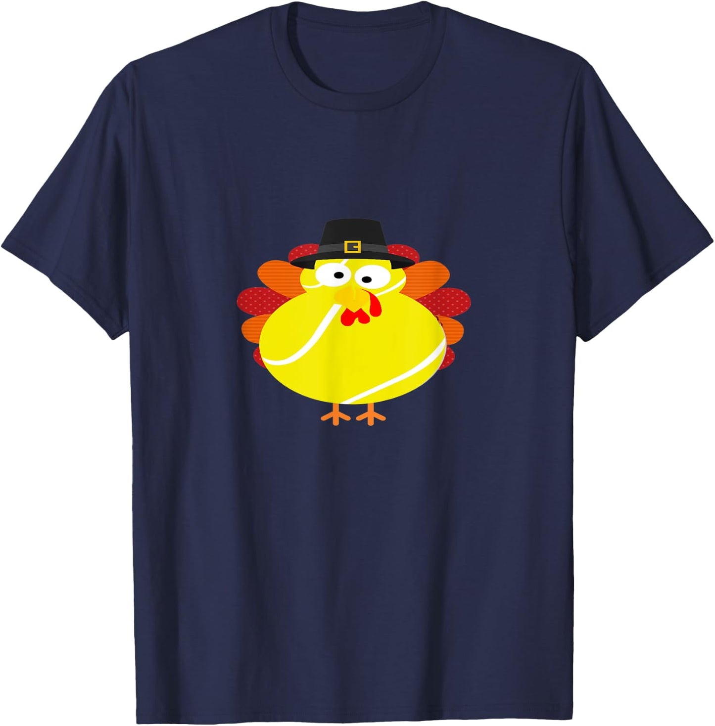 Thanksgiving Turkey Tennis - Tennis Pilgrim Turkey T-Shirt - T-Shirt | Navy