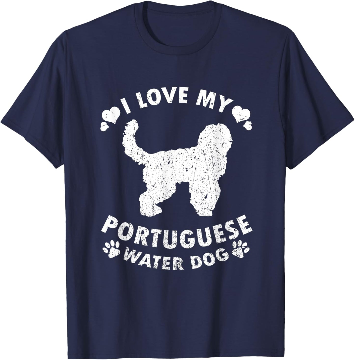 Portuguese Water Dog I Love My Portuguese Water Dog Men Women Kids T-Shirt - T-Shirt | Navy