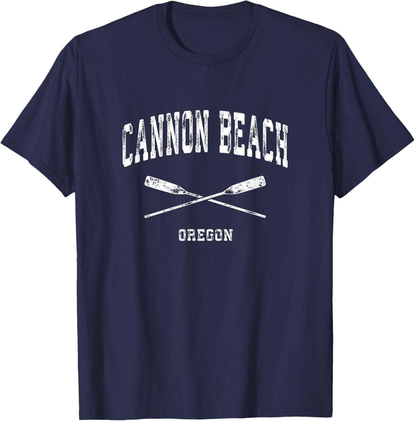 Cannon Beach Oregon Vintage Nautical Crossed Oars T-Shirt - T-Shirt | Navy