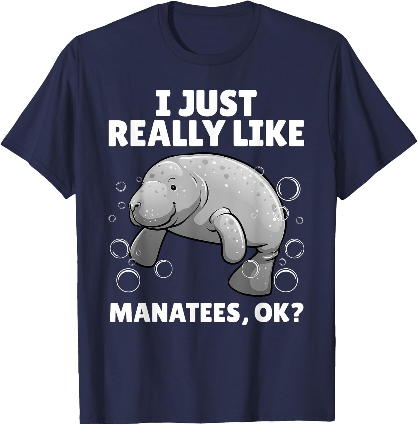Funny Manatee Art Women Kids Sea Cow Manatee Lover T-Shirt - T-Shirt | Navy