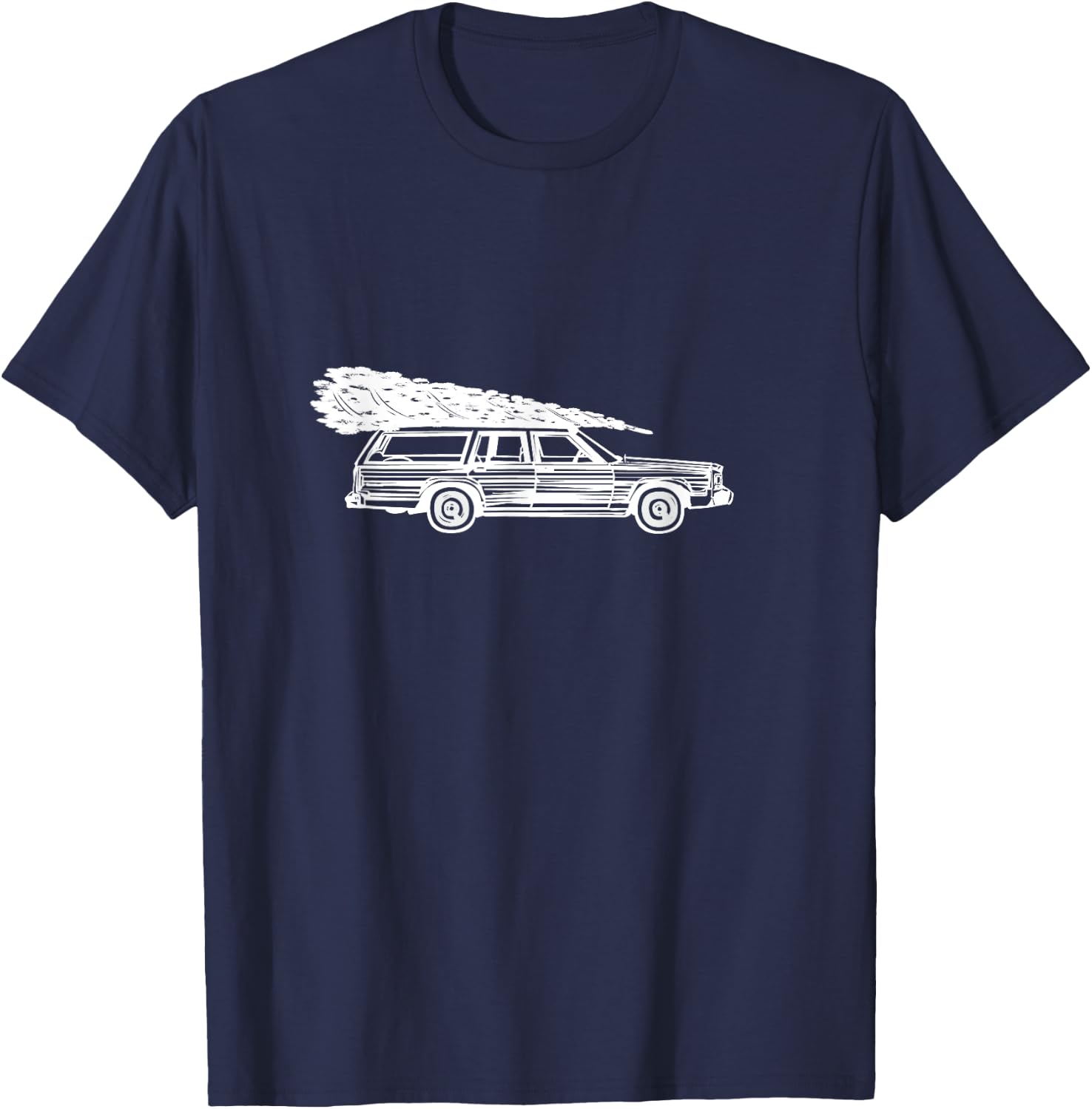 Fun Christmas Tree on Car Gift Design , Women, Kids T-Shirt - T-Shirt | Navy