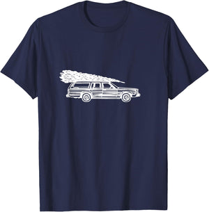 Fun Christmas Tree on Car Gift Design , Women, Kids T-Shirt - T-Shirt | Navy