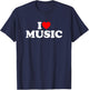 I Love Music Shirt Music Lover Shirt I Heart Music T-Shirt - T-Shirt | Navy