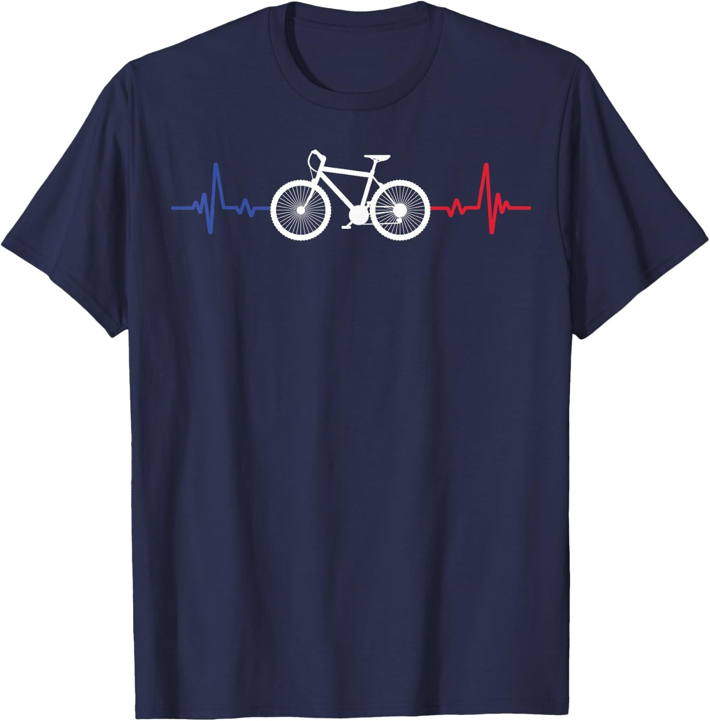 Bicycle Bike Cyclism Cycling Mtb Heartbeat Humour T-Shirt - T-Shirt | Navy