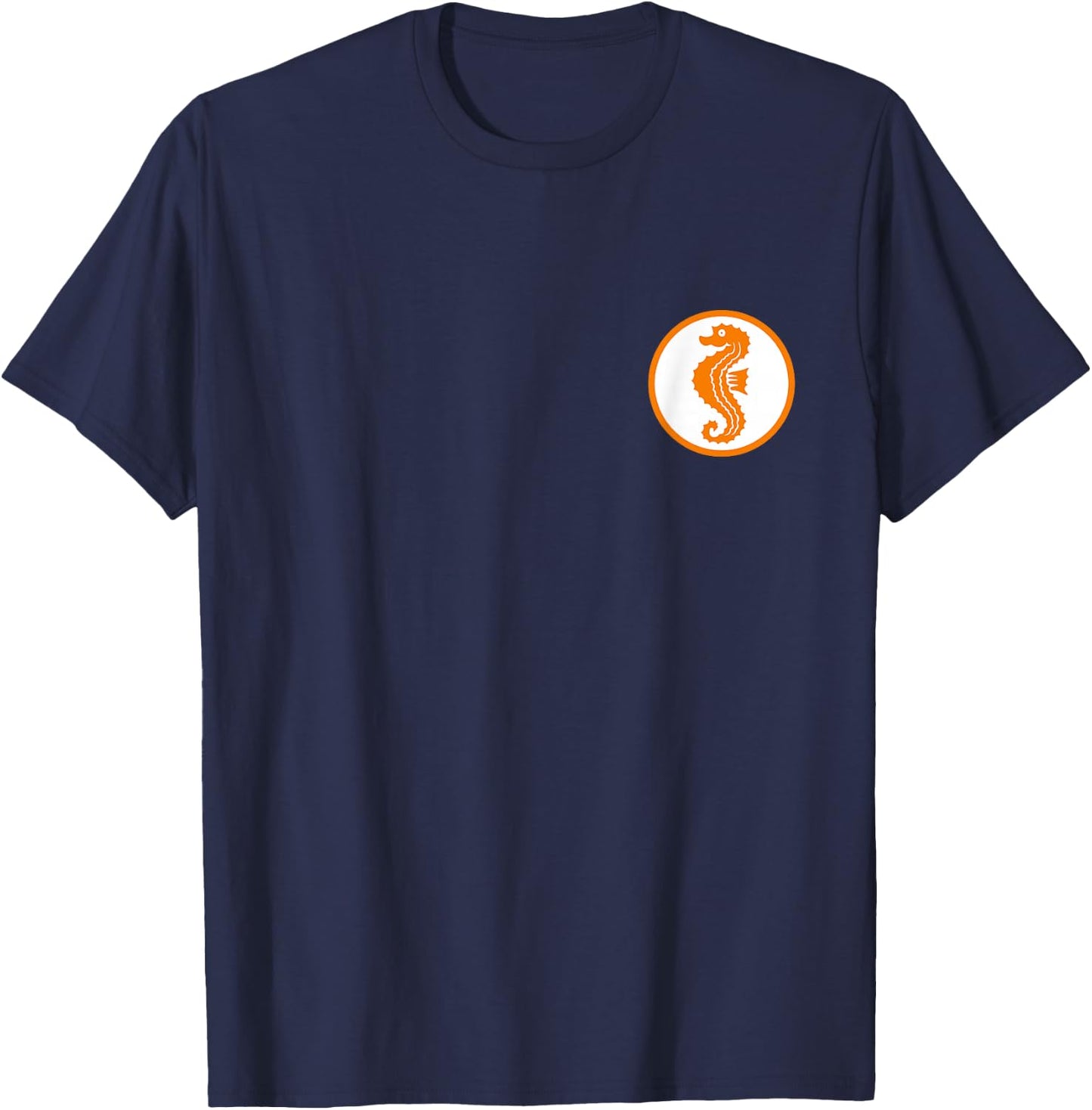 Seahorse Swimming Badge Early Swimming Retro Swimming , black, s T-Shirt - T-Shirt | Navy