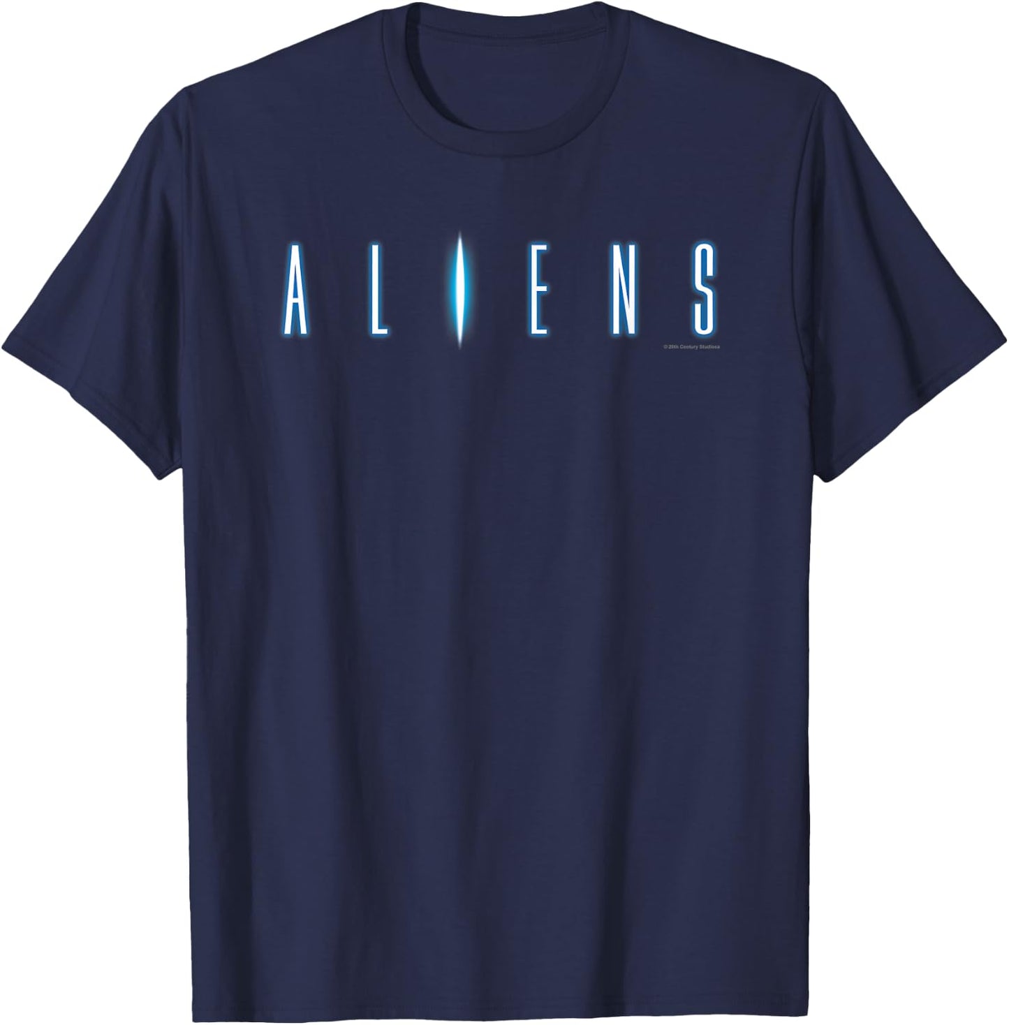 Aliens Iconic Neon Big Chest Text Logo T-Shirt - T-Shirt | Navy
