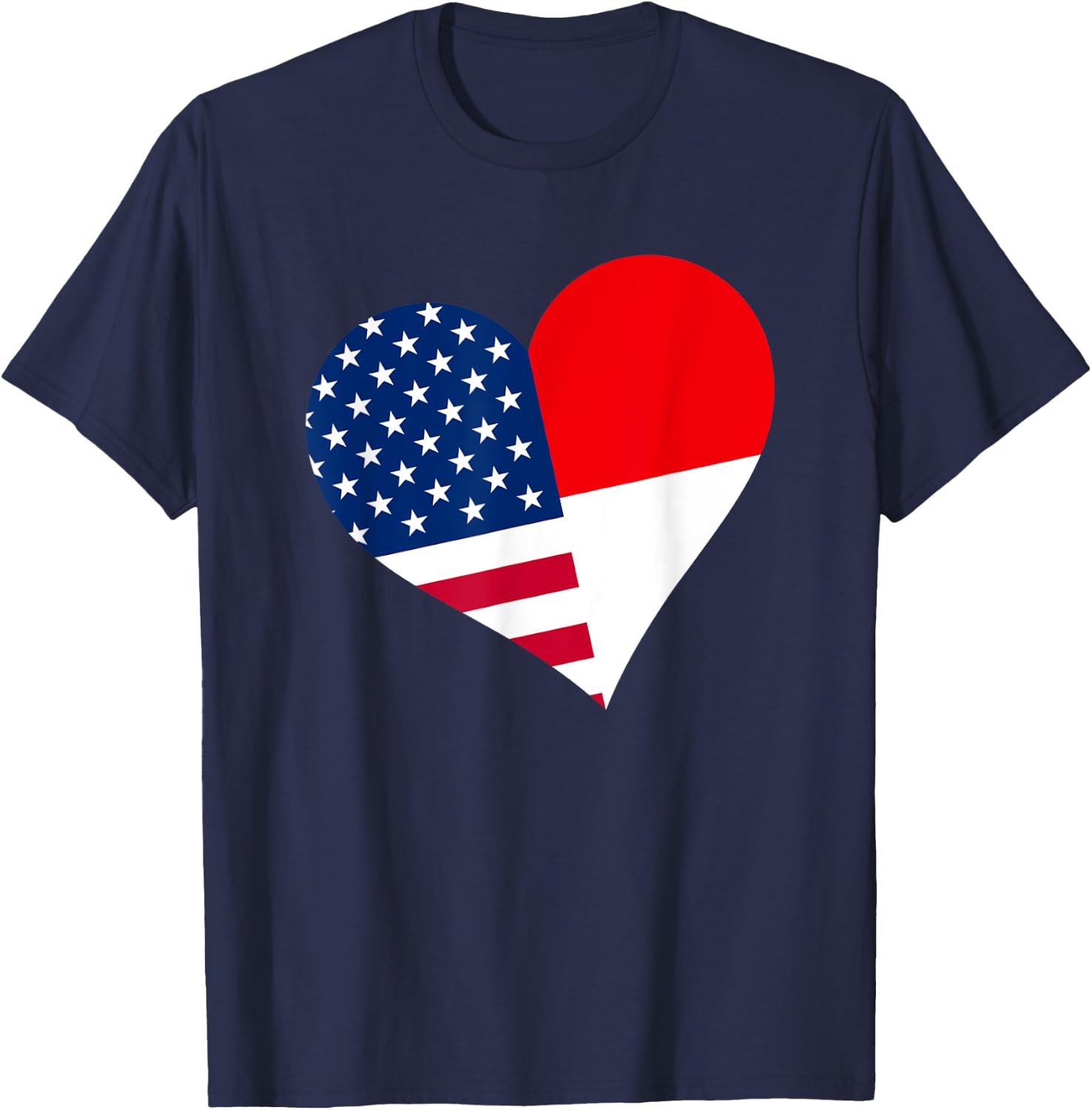 Indonesia USA Heart Shirt Indonesian American Flag T-Shirt - T-Shirt | Navy