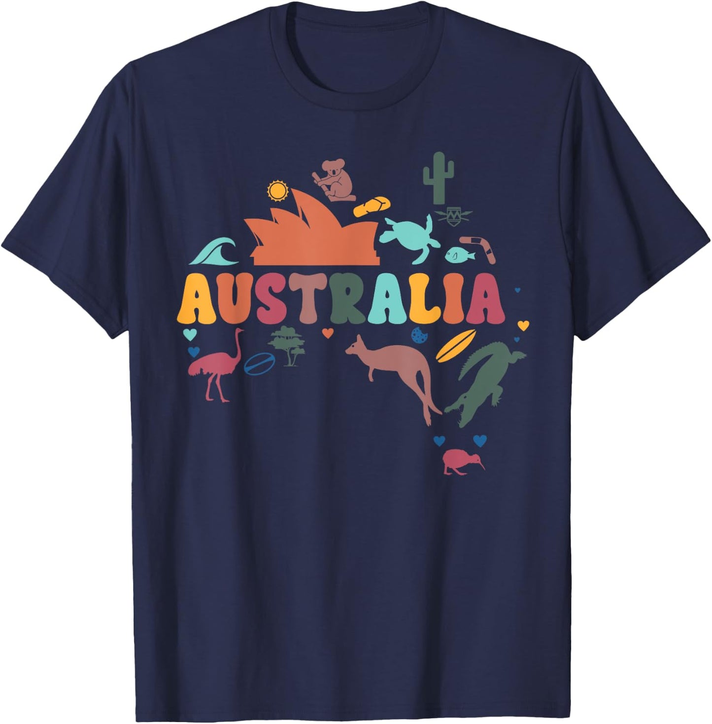Australian Kangaroo Map Australia Day Souvenir T-Shirt - T-Shirt | Navy