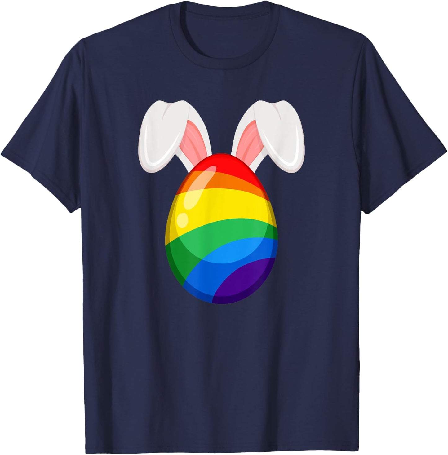 Gay Easter Bunny Ears Rainbow Egg LGBTQ Pride T-Shirt - T-Shirt | Navy