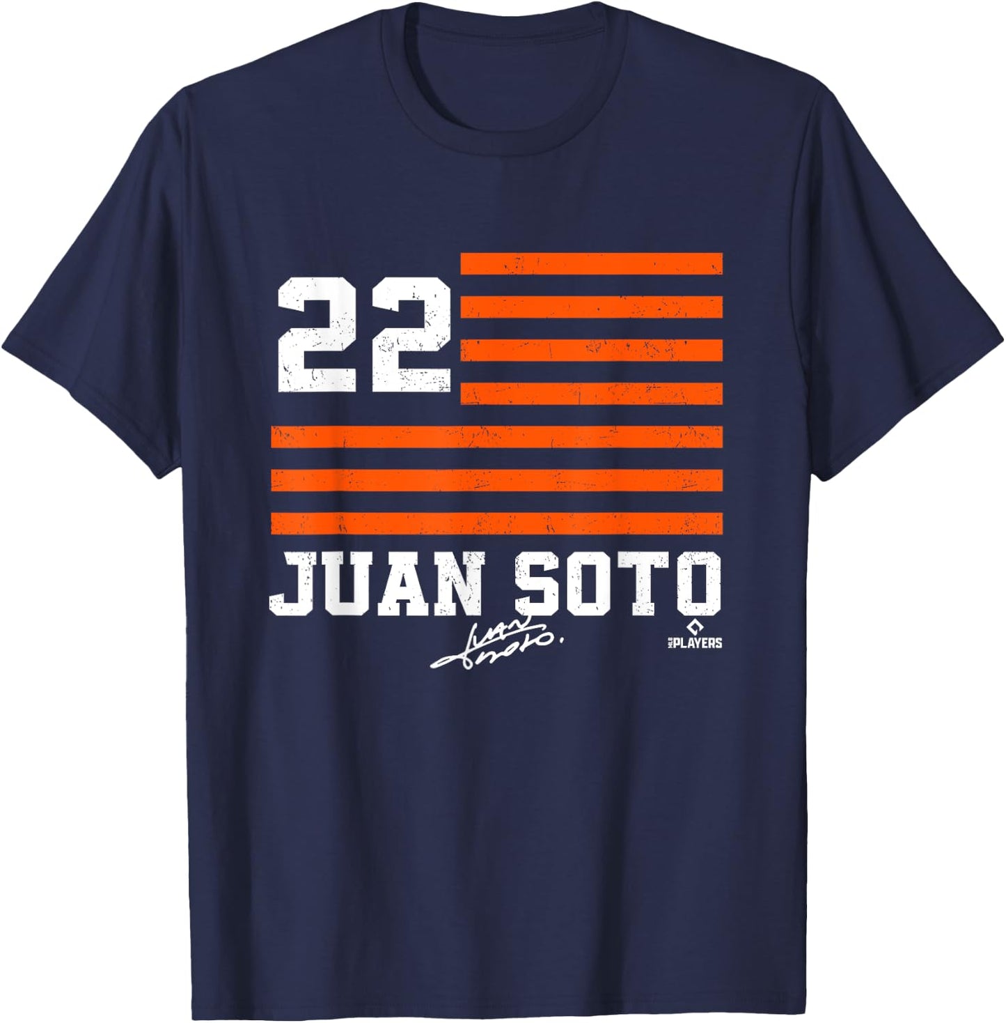 Juan Soto Flag Name New York Baseball MLBPA T-Shirt - T-Shirt | Navy