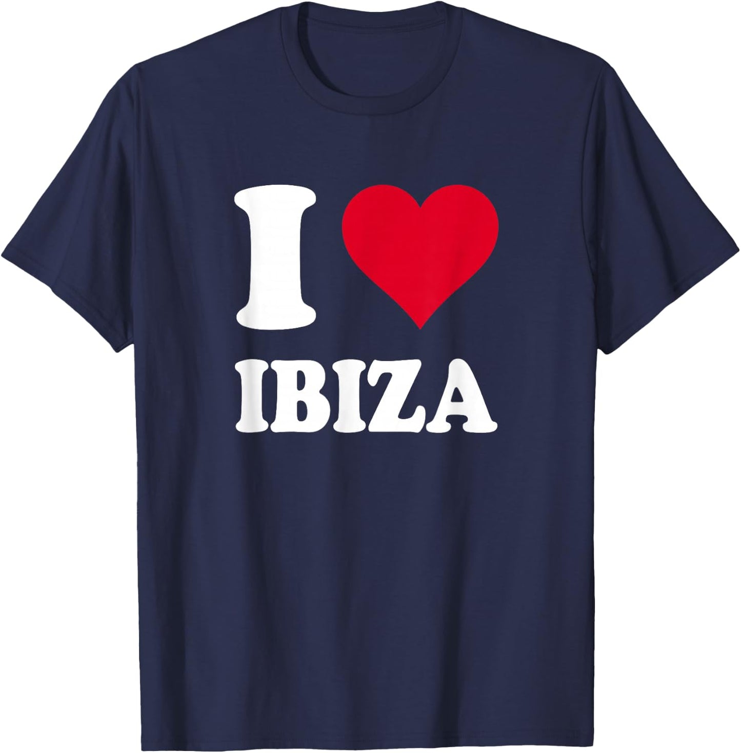 Red Heart I Love Ibiza , Black, S T-Shirt - T-Shirt | Navy
