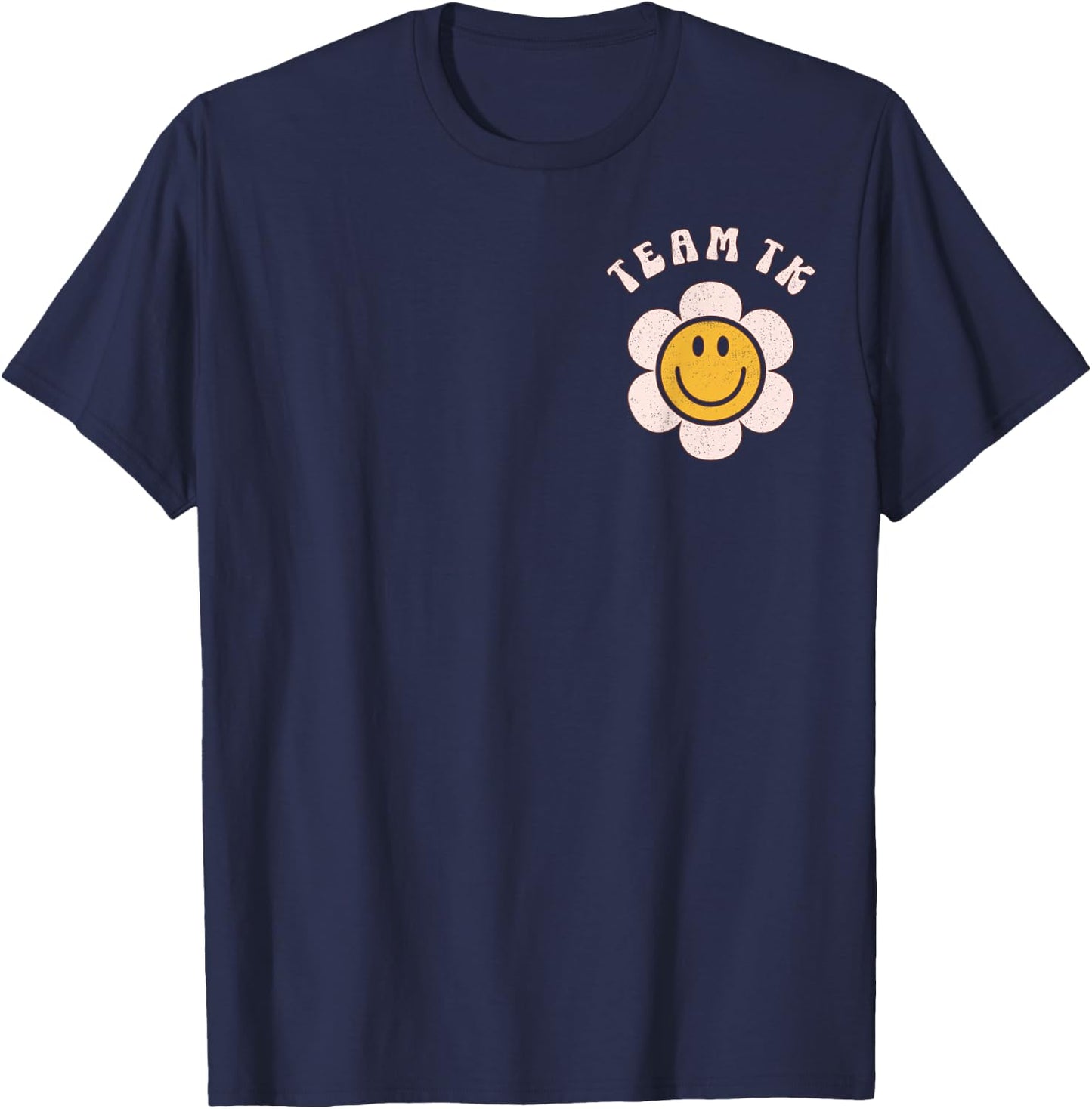 Team TK Retro Teacher Daisy Colorful - TK School Back Design T-Shirt - T-Shirt | Navy