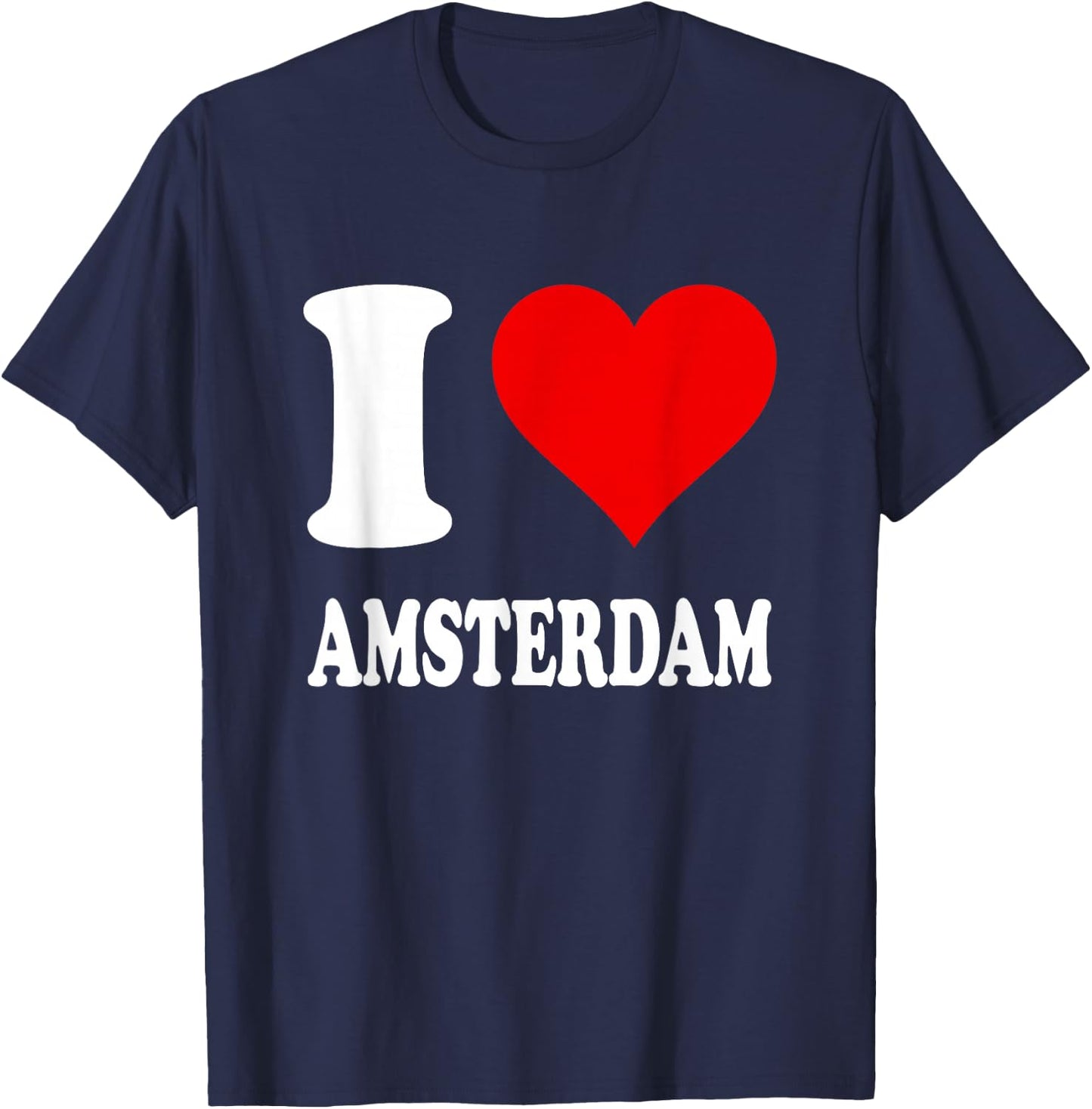 Red Heart Motif I Love Amsterdam T-Shirt - T-Shirt | Navy