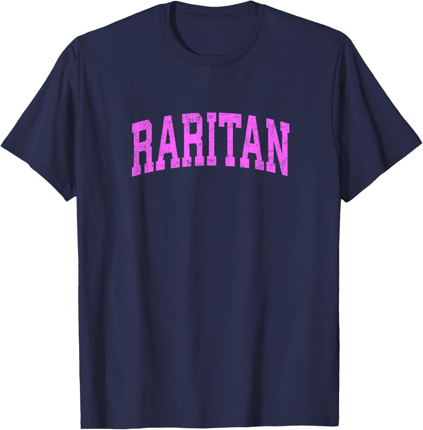 Raritan New Jersey NJ Vintage Athletic Sports Pink Design T-Shirt - T-Shirt | Navy