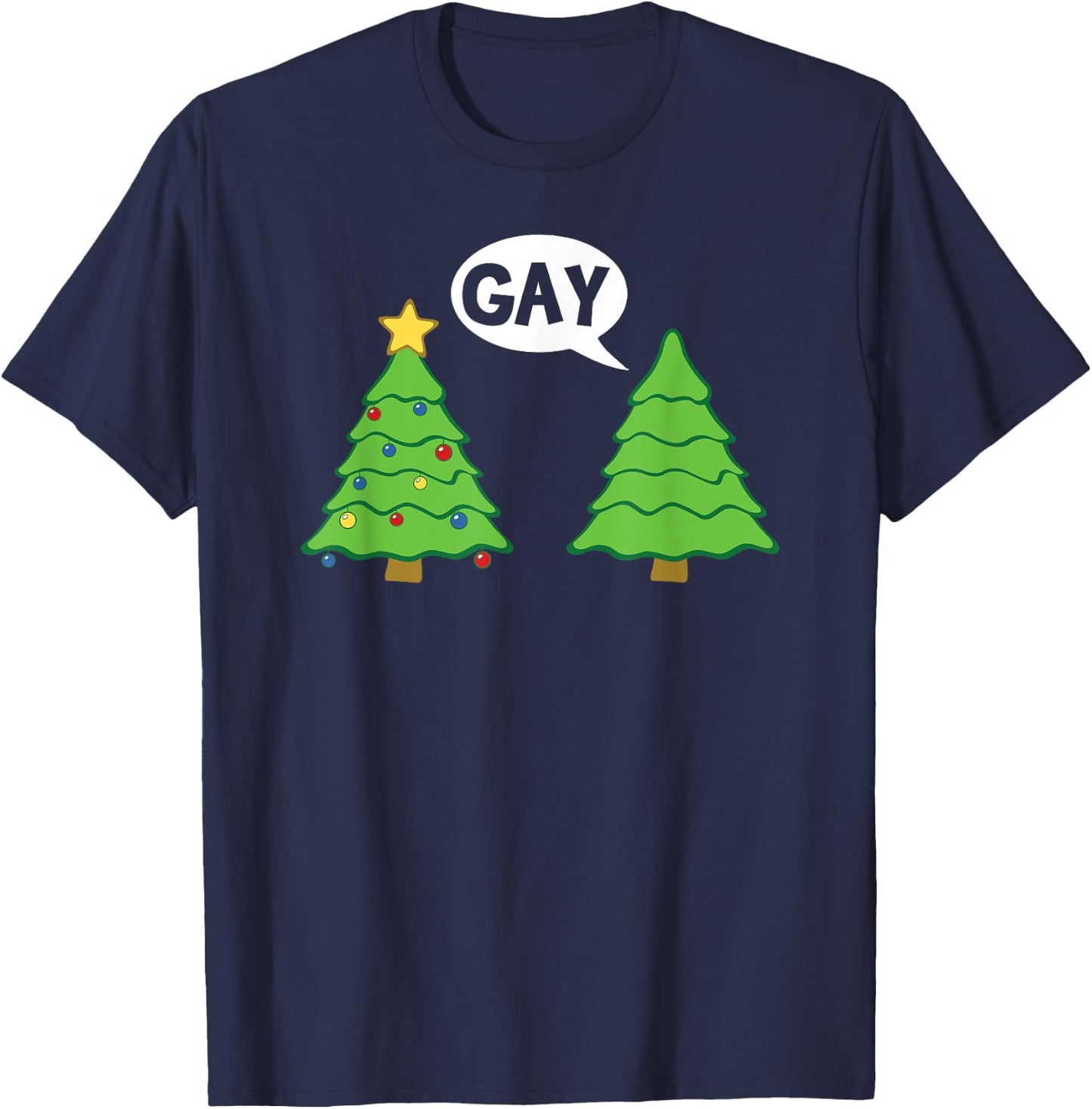 Gay Christmas Tree Funny Xmas Holiday Bisexual Pride T-Shirt - T-Shirt | Navy