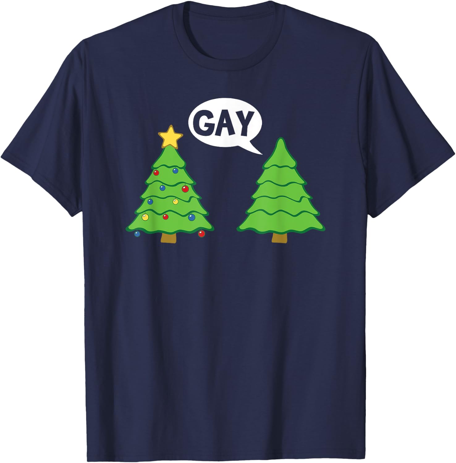 Gay Christmas Tree Funny Xmas Holiday Bisexual Pride T-Shirt - T-Shirt | Navy