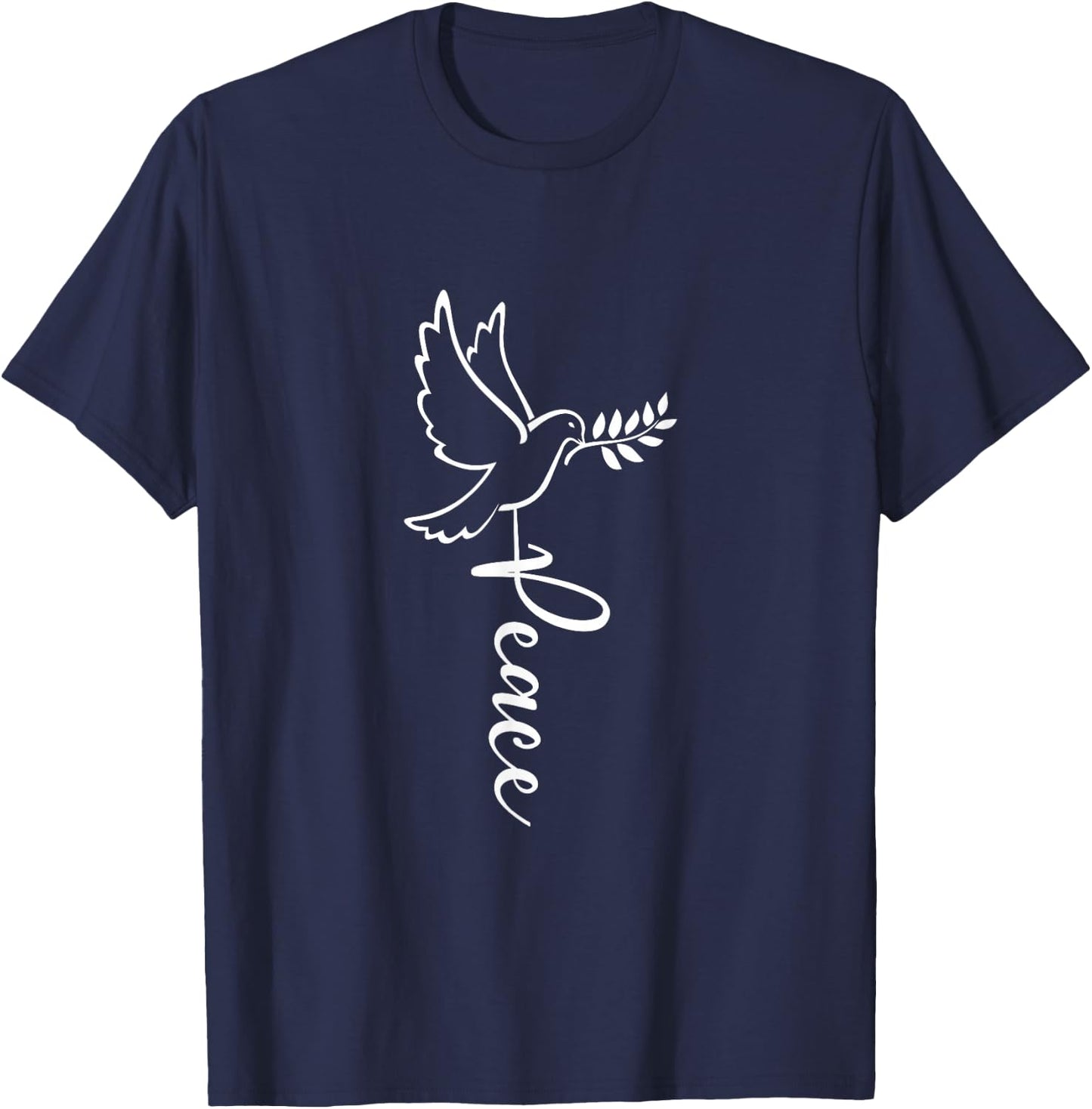 Dove of Peace for Freedom and Happiness with Peace , black T-Shirt - T-Shirt | Navy