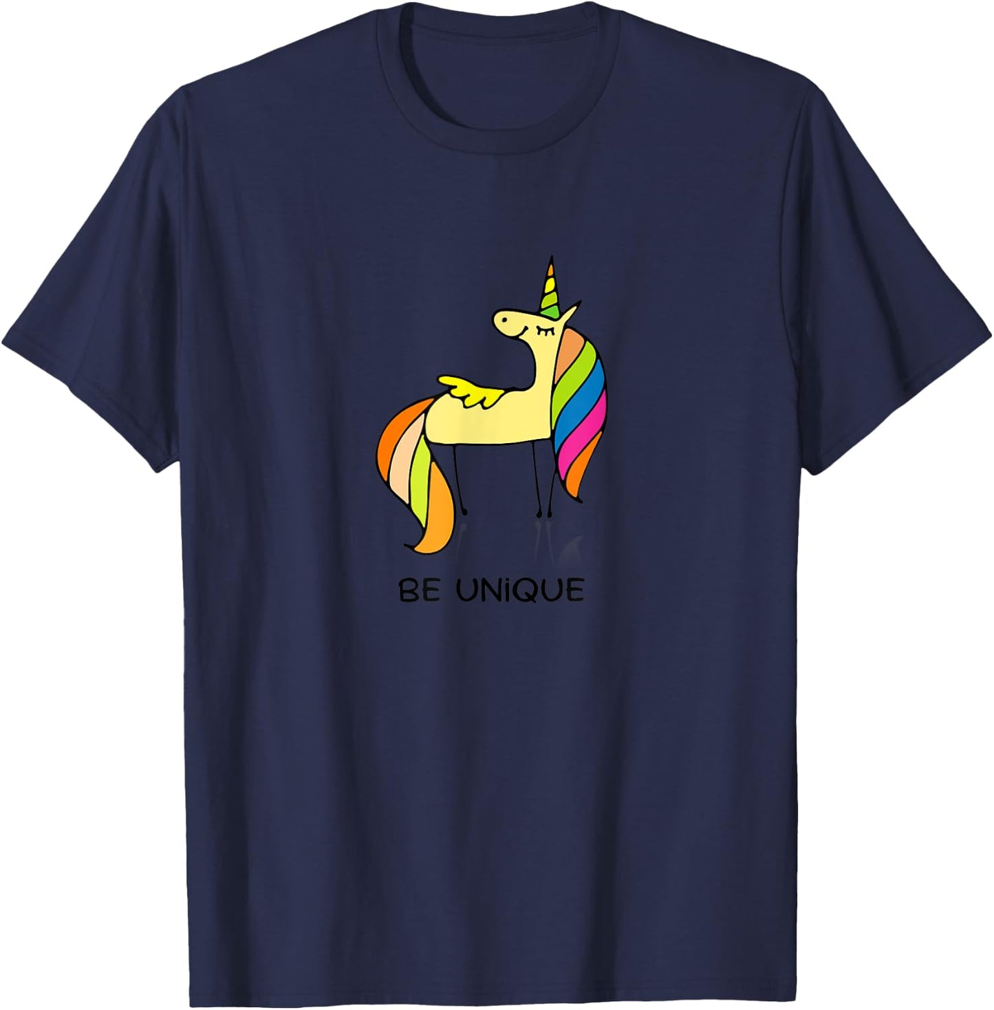 Be Unique UniCorn Funny Cool T-Shirt - T-Shirt | Navy