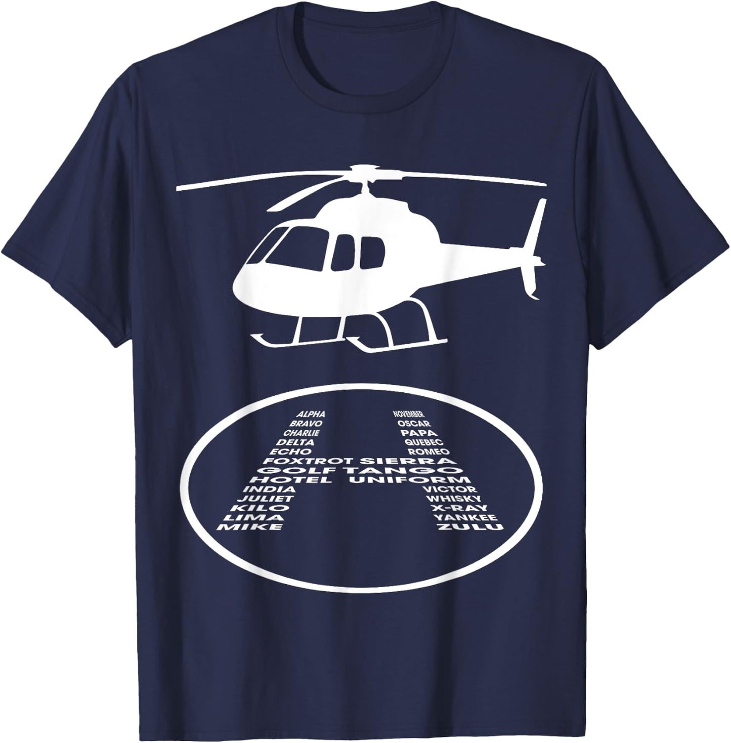 Funny Helicopter Phonetic Alphabet Pilot Aviation Pun Outfit T-Shirt - T-Shirt | Navy