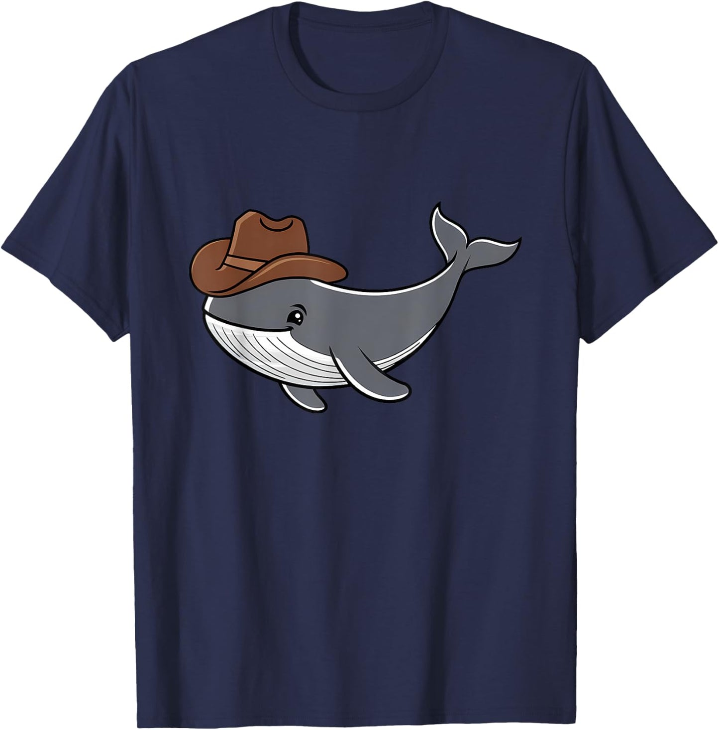 Cowboy Whale Fun Humor Coastal Western Quirky Animal T-Shirt - T-Shirt | Navy