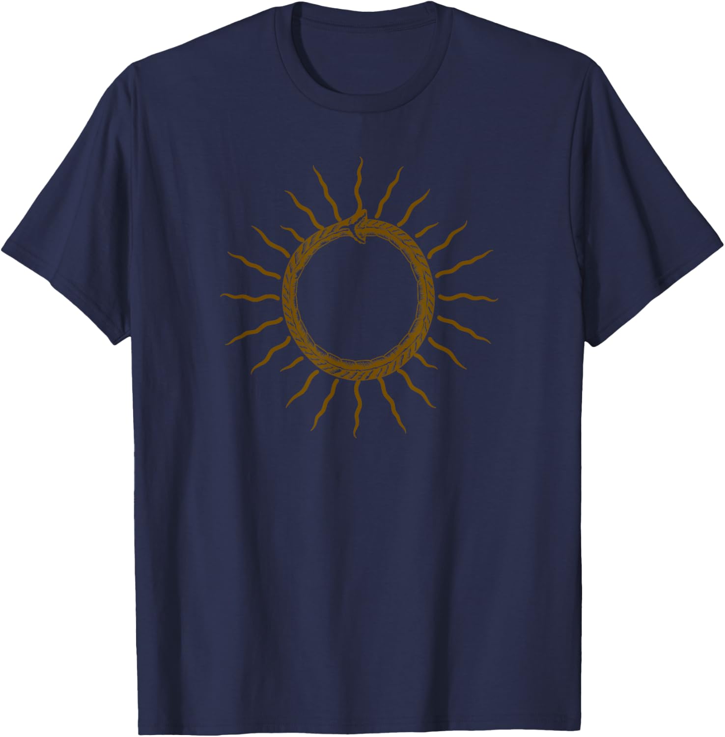 Ouroboros as sun self-eating Snake Symbol occult Magick T-Shirt - T-Shirt | Navy