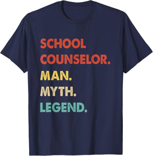 School Counselor Man Myth Legend T-Shirt - T-Shirt | Navy