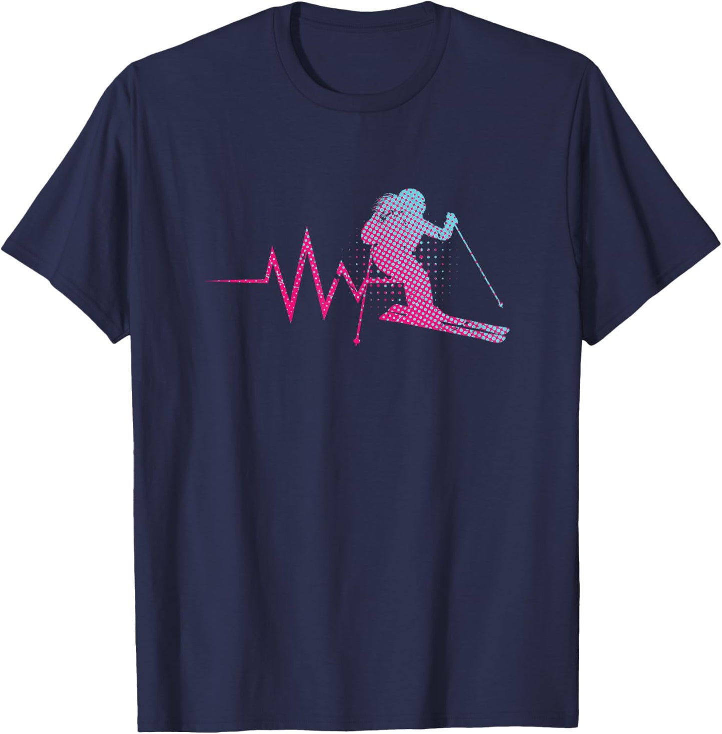 Skilfahrerin Herzschlag Ski Girls Women Ski Helmet Skiing , black T-Shirt - T-Shirt | Navy