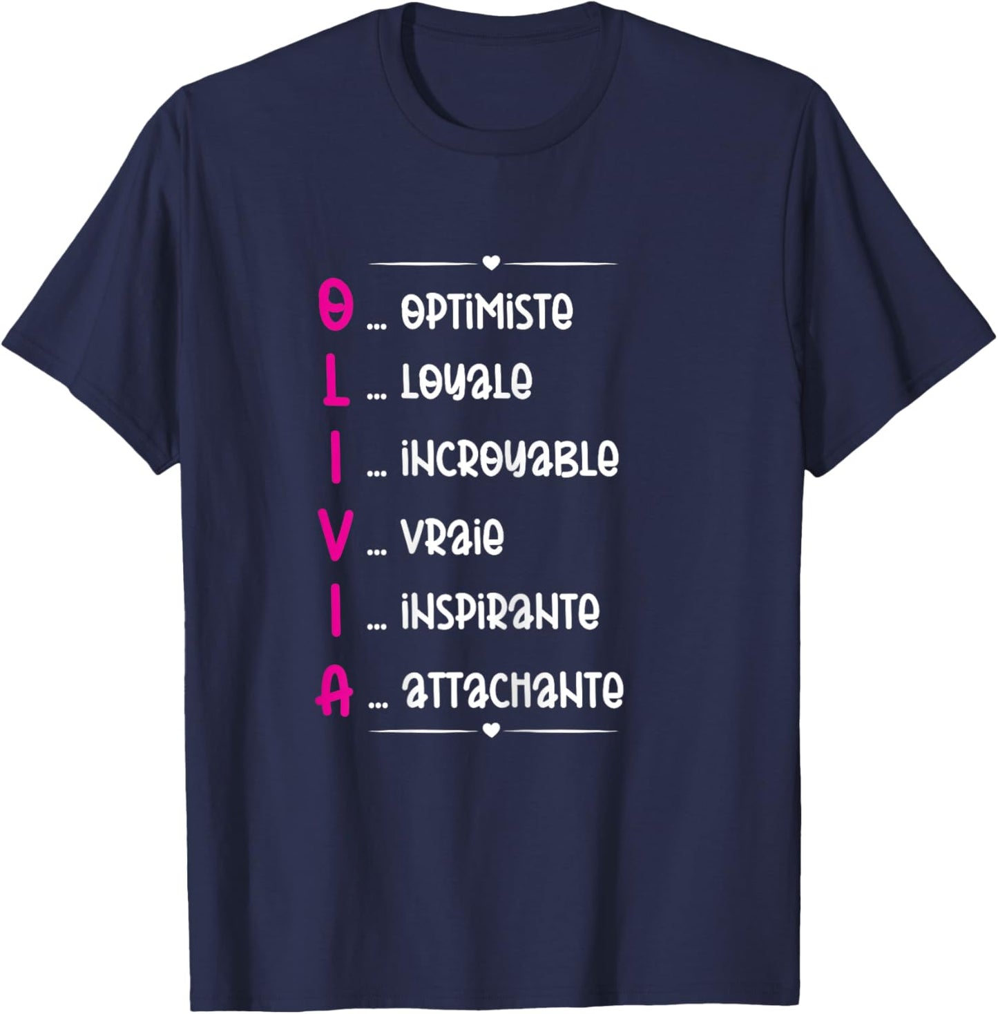 Olivia Prenom Personnalisé Femme Cadeau Prenom Olivia Girls' , Black T-Shirt - T-Shirt | Navy