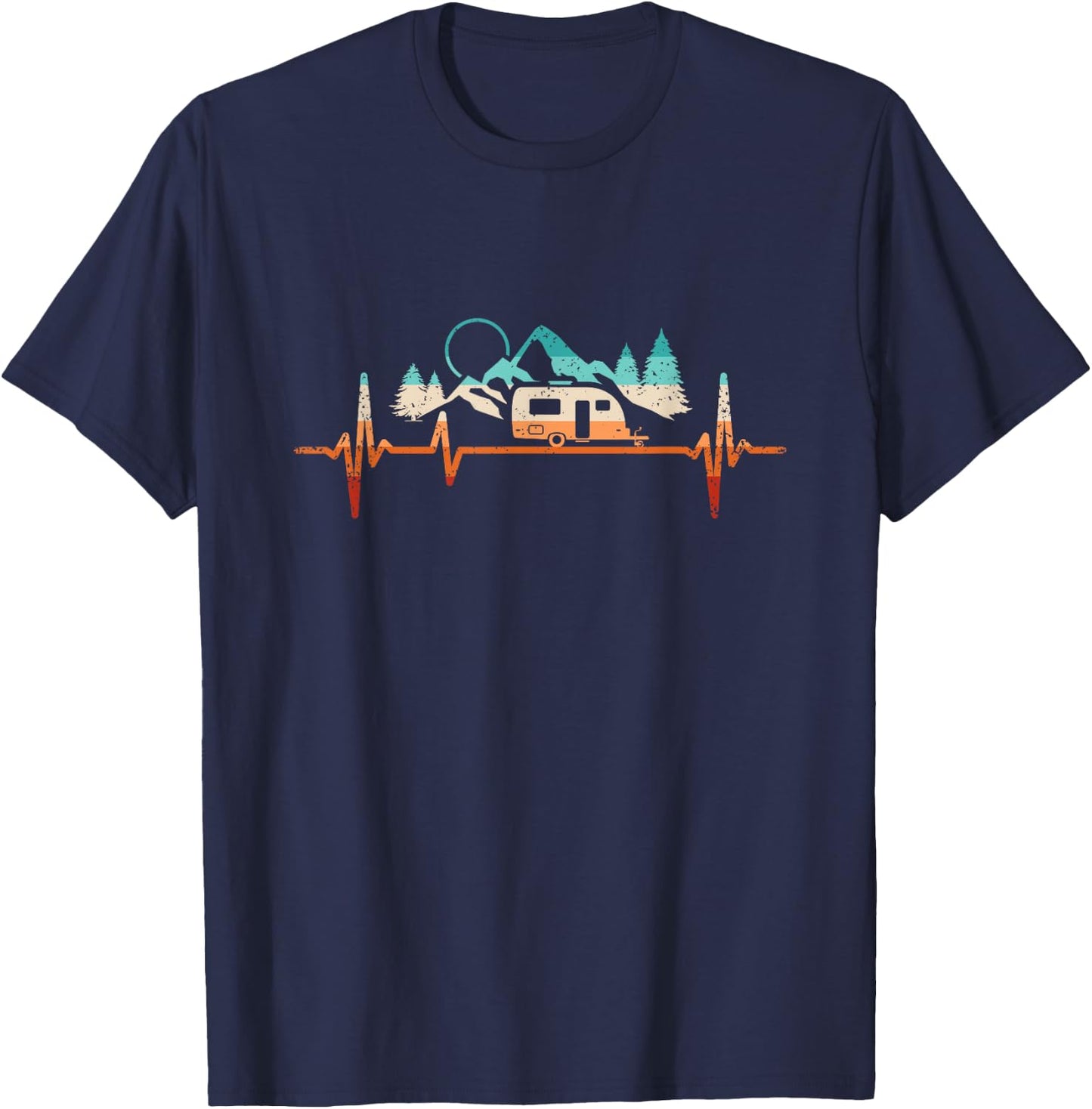 Camping Heartbeat Caravan , black T-Shirt - T-Shirt | Navy