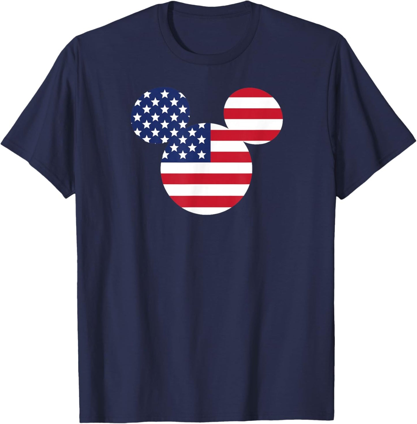 Mickey Mouse - Americana Flag Fill Ear Silhouette T-Shirt - T-Shirt | Navy