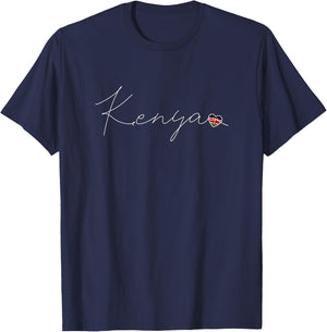 Kenya Liebe Kenianische Flagge und Herz auf Kenia T-Shirt - T-Shirt | Navy