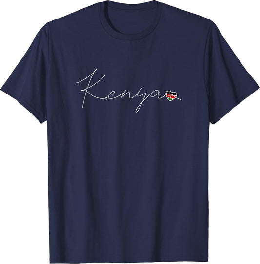 Kenya Liebe Kenianische Flagge und Herz auf Kenia T-Shirt - T-Shirt | Navy
