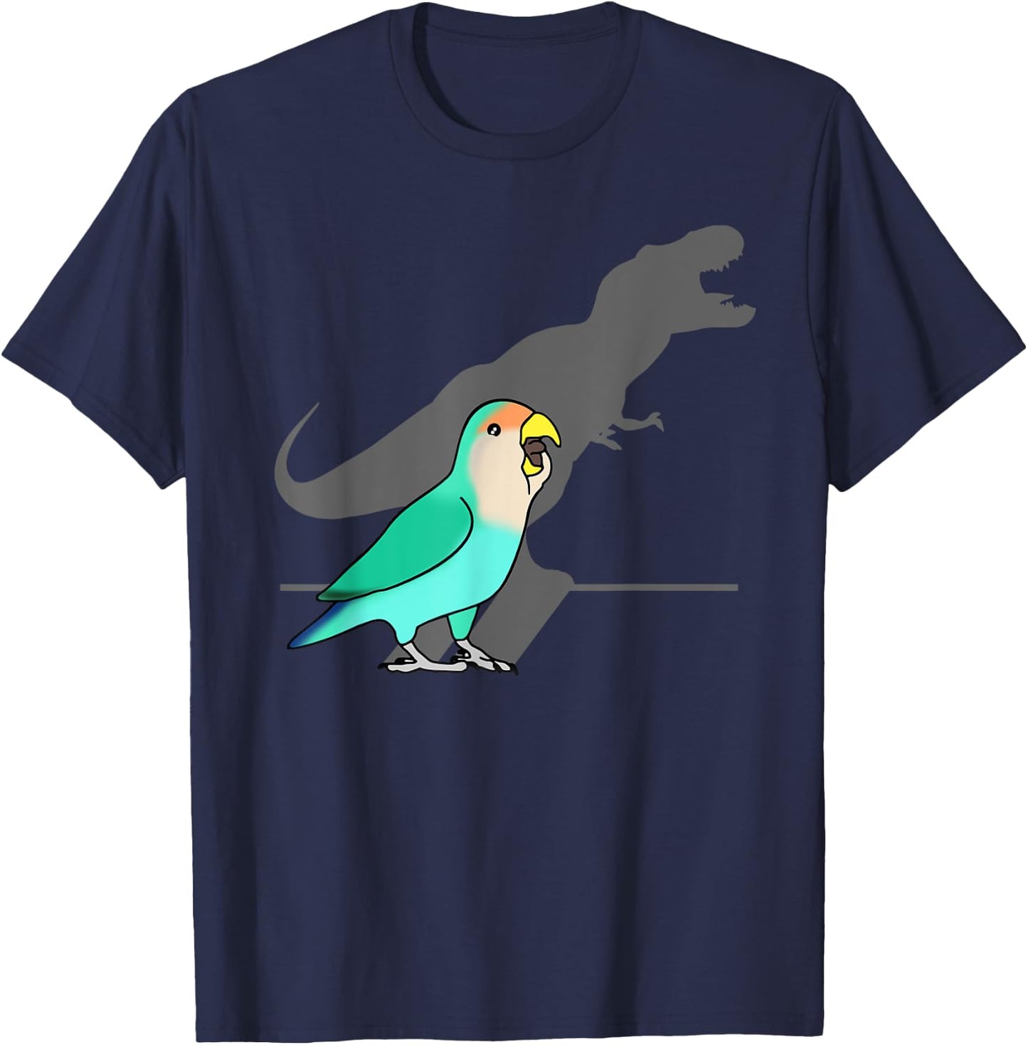 Funny Dinosaur T-Rex Shadow Dutch blue Peach faced Lovebird T-Shirt - T-Shirt | Navy
