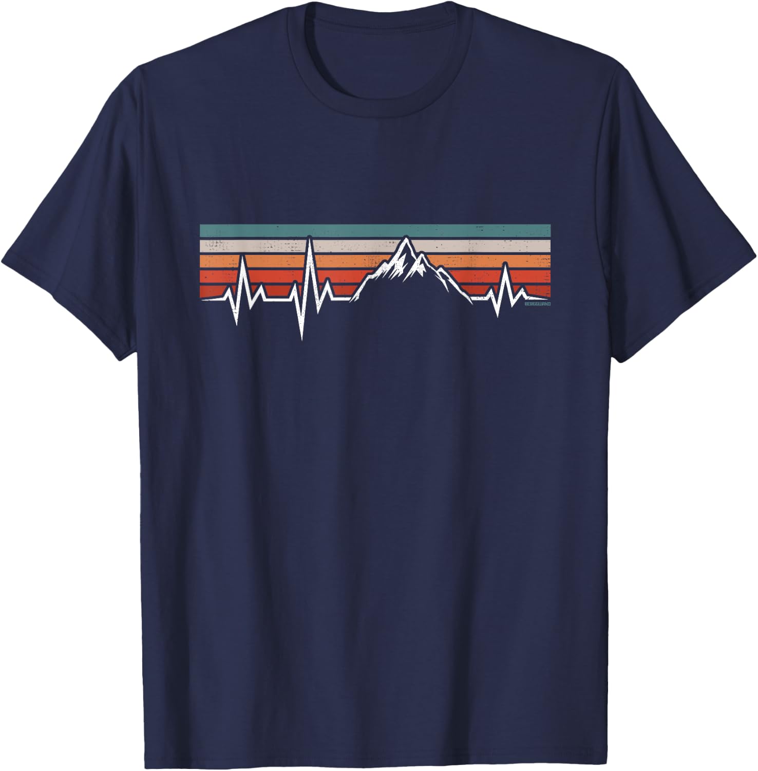 Herzschlag Berge Bergwandern Wandern Berg EKG Wander T-Shirt - T-Shirt | Navy