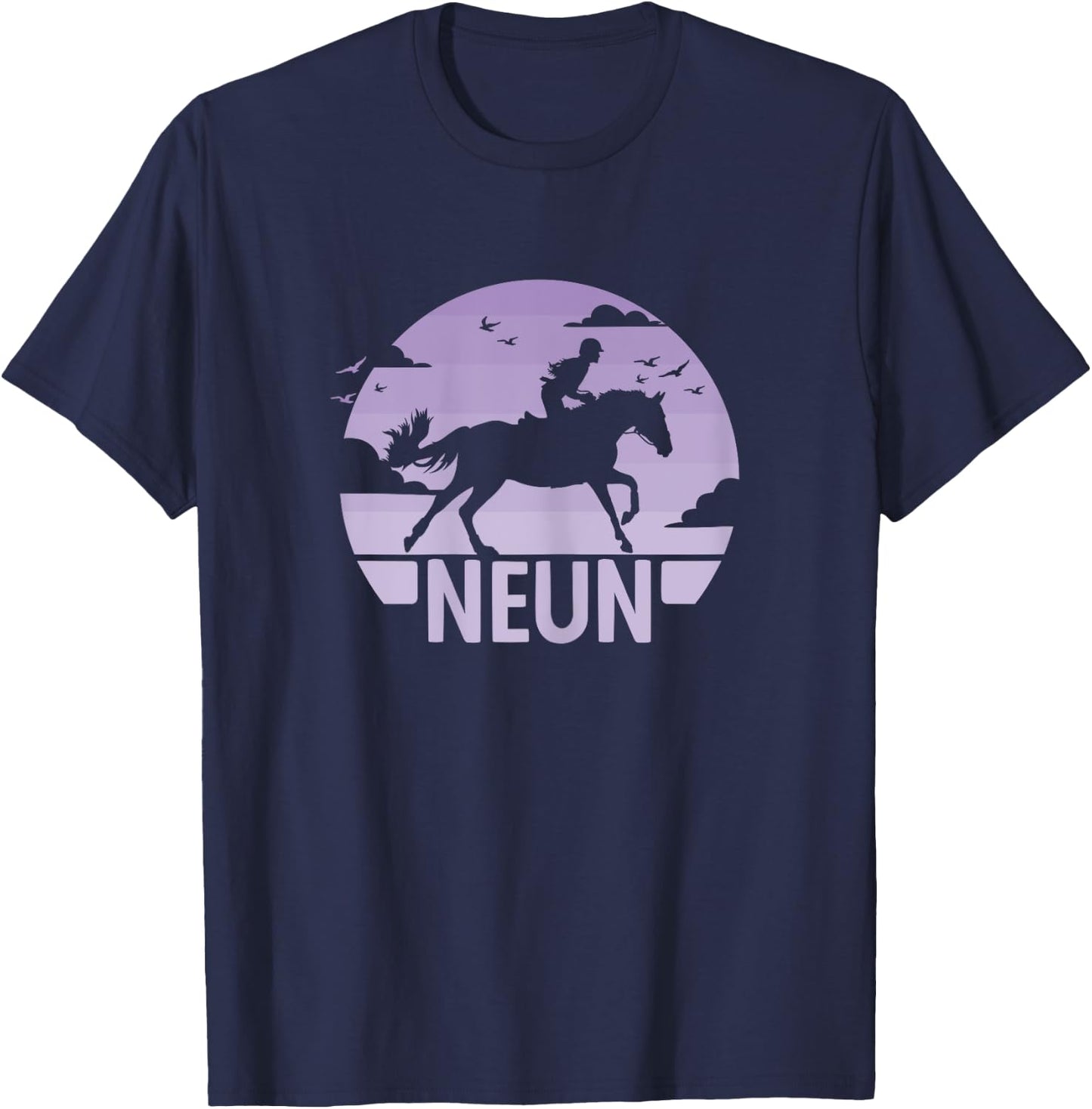 9. Geburtstag Reiterin 9 Jahre Mädchen Pferde Geburtstags T-Shirt - T-Shirt | Navy