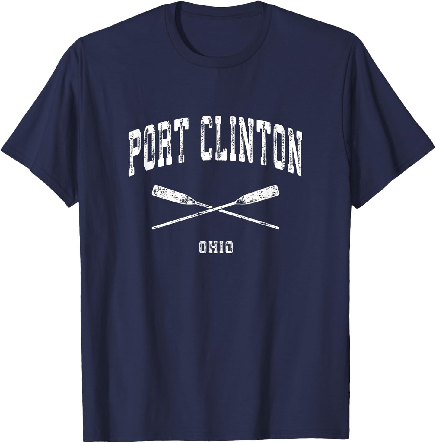 Port Clinton Ohio Vintage Nautical Crossed Oars T-Shirt - T-Shirt | Navy