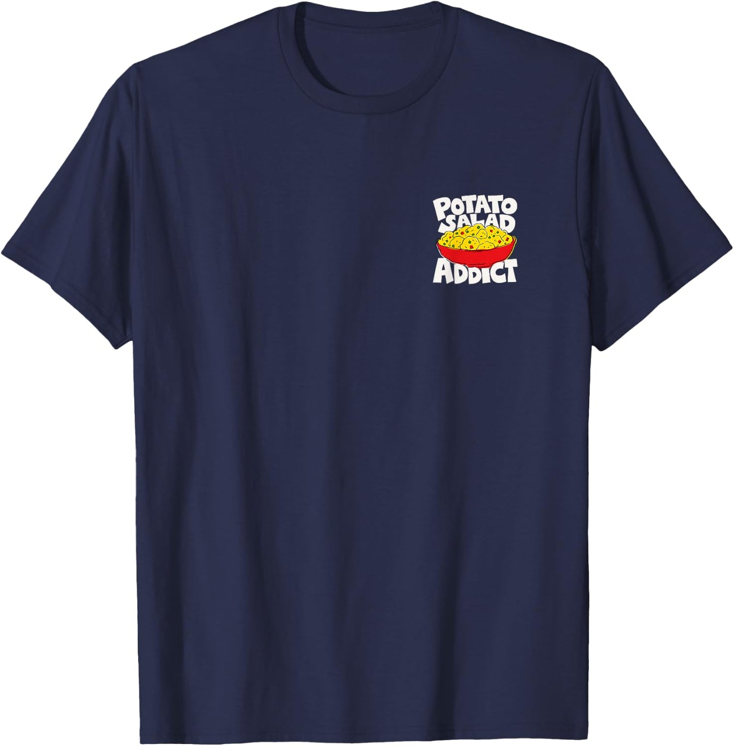 Potato Salad Lover Retro Graphic Front and Back Print T-Shirt - T-Shirt | Navy