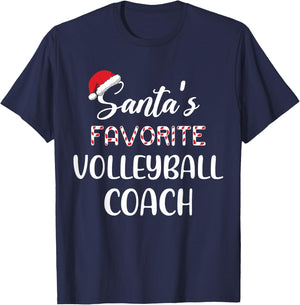 Santa's Favorite Volleyball Coach Pajama Christmas Funny T-Shirt - T-Shirt | Navy