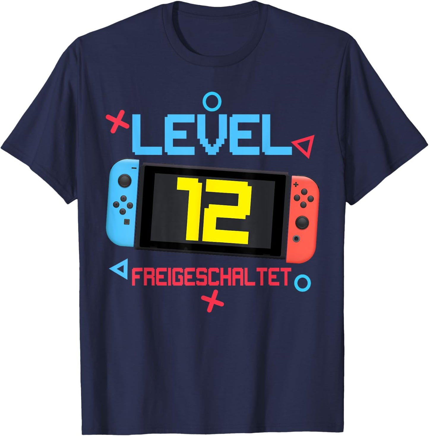 12th Birthday Boy 12 Years Old Level 12 Unlocked , black, S T-Shirt - T-Shirt | Navy