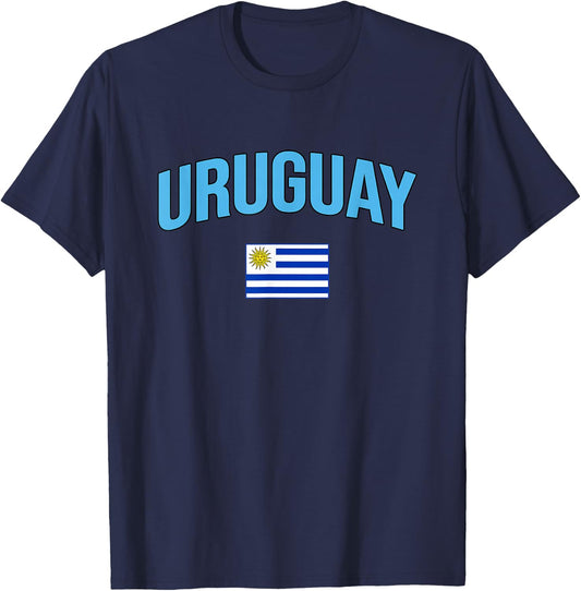 Uruguay - Flag of Uruguay - Throwback Design T-Shirt - T-Shirt | Navy