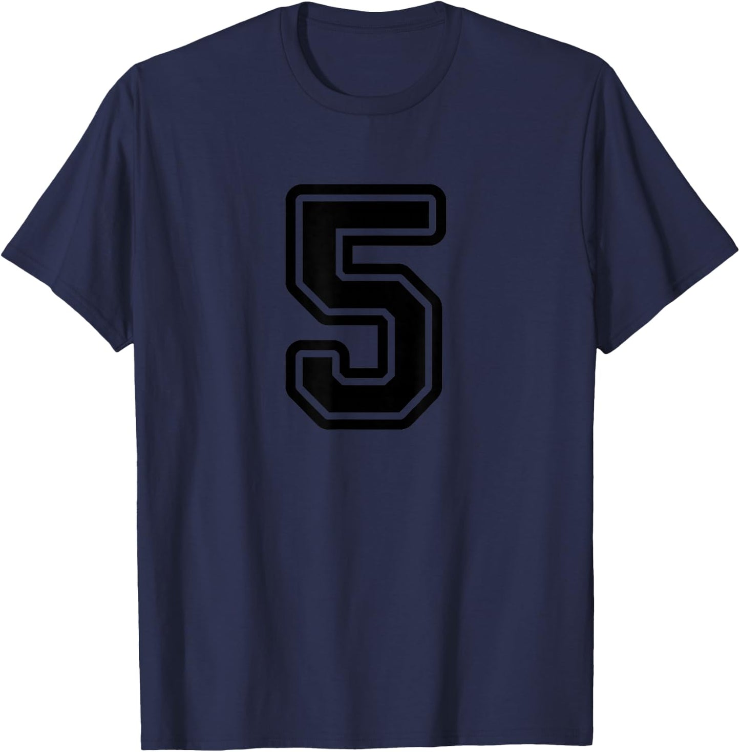 Number #5 Black Varsity Number 5 T-Shirt - T-Shirt | Navy