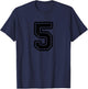 Number #5 Black Varsity Number 5 T-Shirt - T-Shirt | Navy