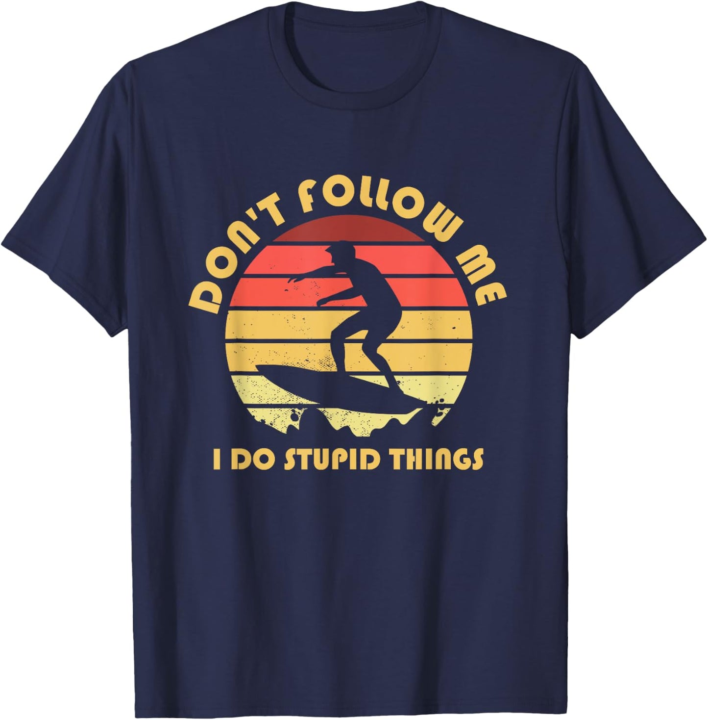 Surfer Retro Vintage Stunts Surfing Surf Surfboard Sea Gift T-Shirt - T-Shirt | Navy