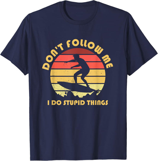 Surfer Retro Vintage Stunts Surfing Surf Surfboard Sea Gift T-Shirt - T-Shirt | Navy