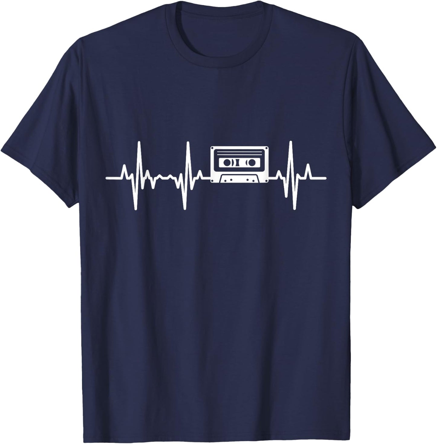 Cassette Tape Heart Rate Vintage Vaporwave T-Shirt - T-Shirt | Navy