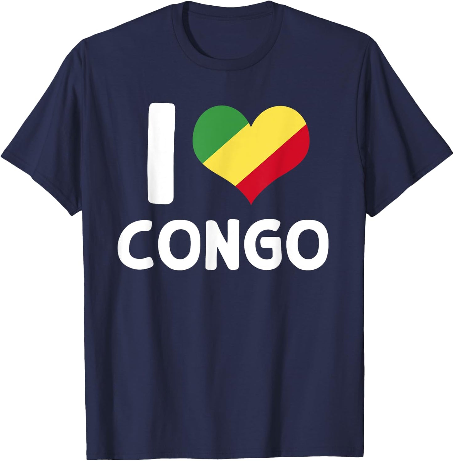 I Love Congo Flag Porter Brazzaville Africa , Black, S T-Shirt - T-Shirt | Navy