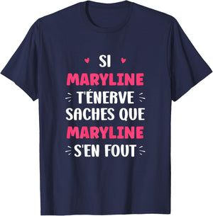 Name Maryline T'éénerve Humor Personalised Name Maryline , Black, Female X-Small T-Shirt - T-Shirt | Navy