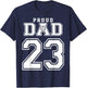 Custom Proud Volleyball Dad Number 23 Personalized T-Shirt - T-Shirt | Navy