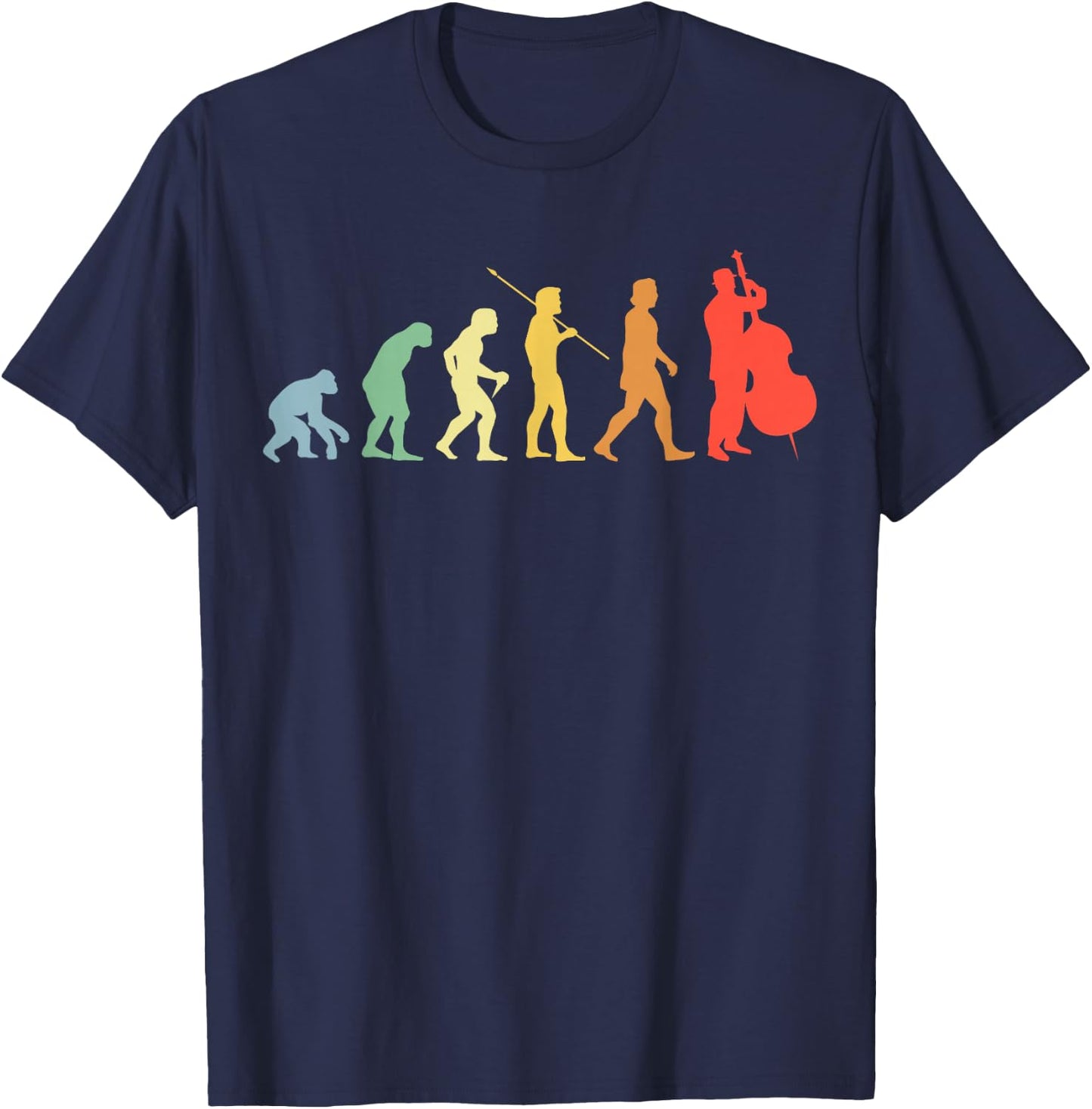 Double Bass Evolution Retro Chello Double Bass Player T-Shirt - T-Shirt | Navy