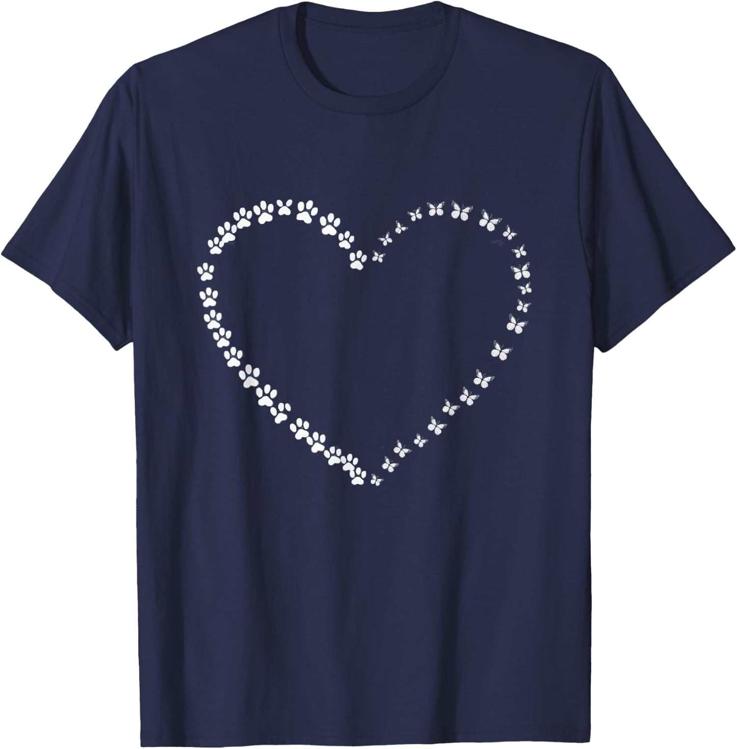 Butterflies Heart Dog And Butterfly Women T-Shirt - T-Shirt | Navy